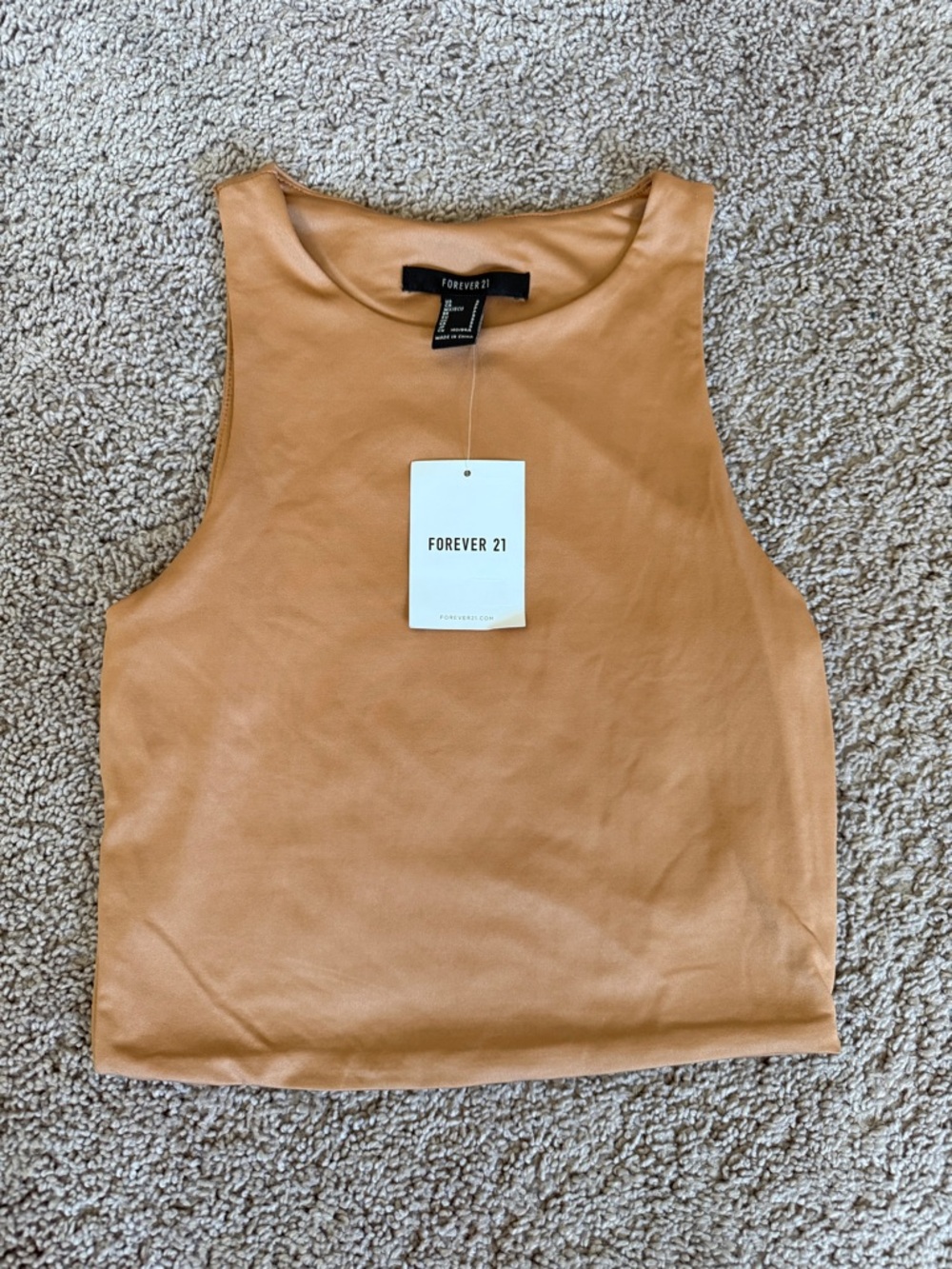 Forever 21 Tan Carmel cropped halter tank top Sleeveless Tank smoothie soft